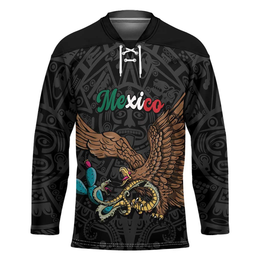 Black Mexico Aztec Custom Hockey Jersey Special Edition Heritage - Wonder Print Shop