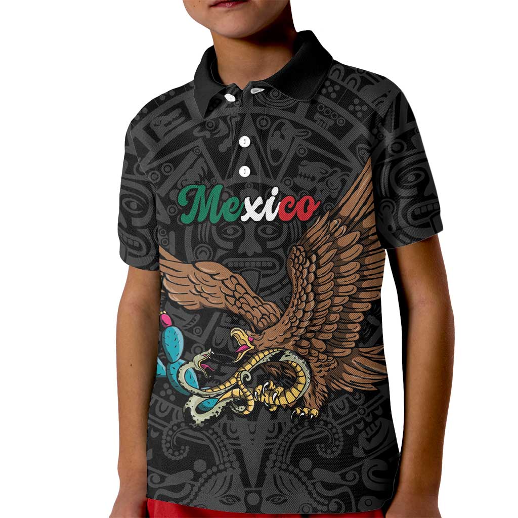 Black Mexico Aztec Custom Kid Polo Shirt Special Edition Heritage - Wonder Print Shop