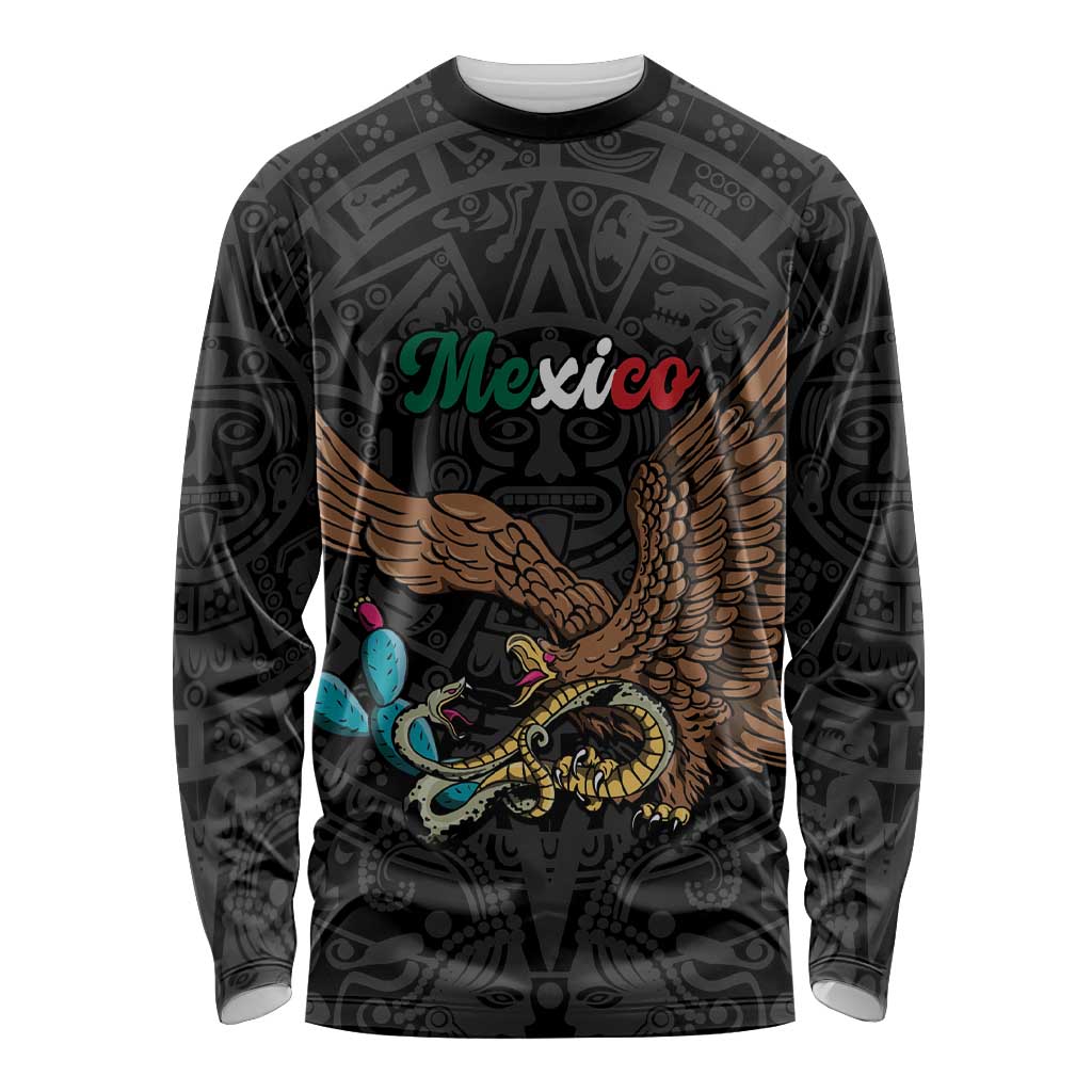 Black Mexico Aztec Custom Long Sleeve Shirt Special Edition Heritage - Wonder Print Shop