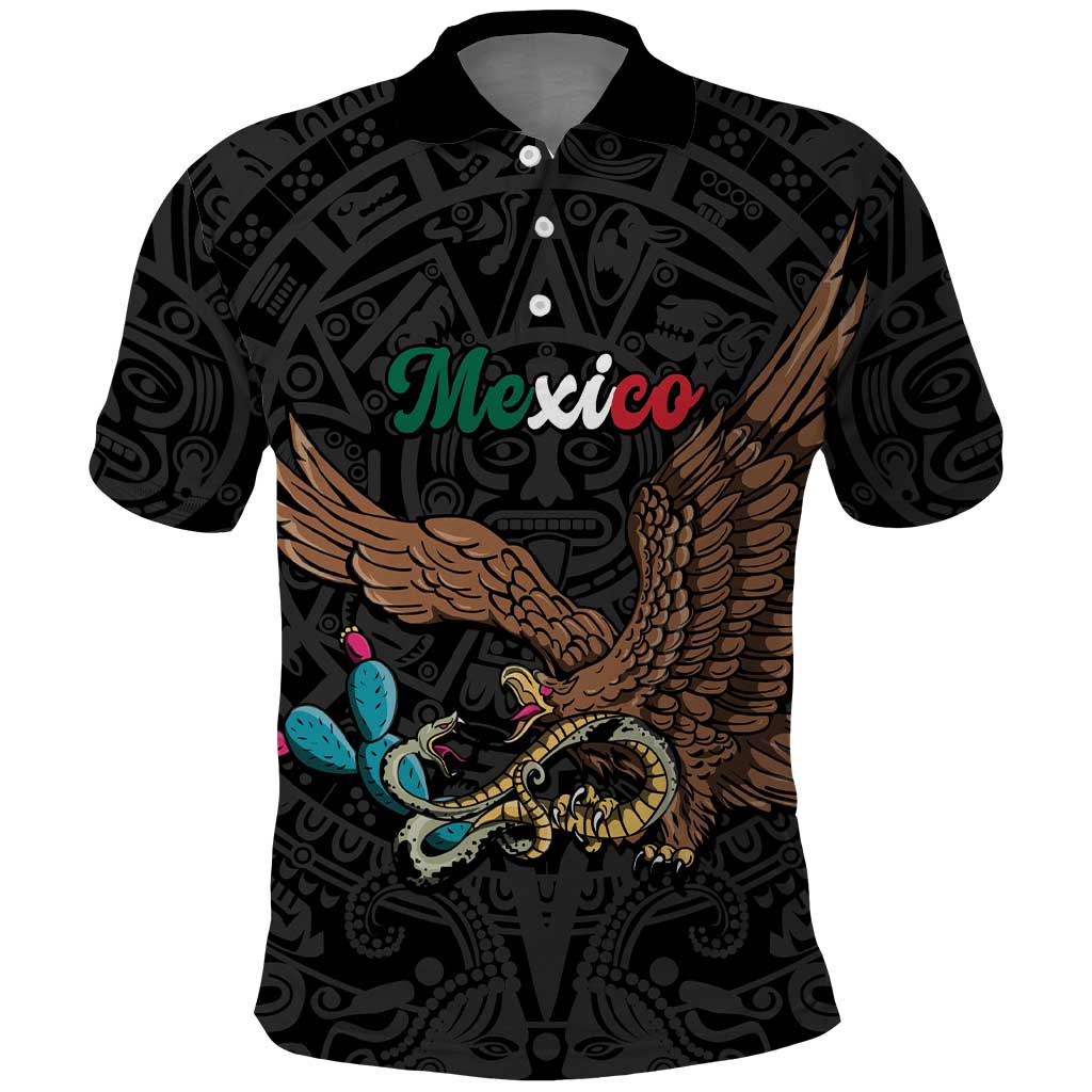 Black Mexico Aztec Custom Polo Shirt Special Edition Heritage - Wonder Print Shop
