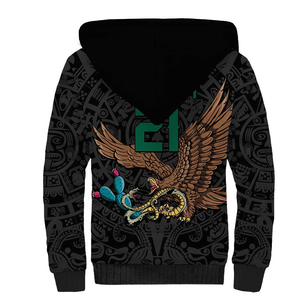 Black Mexico Aztec Custom Sherpa Hoodie Special Edition Heritage - Wonder Print Shop