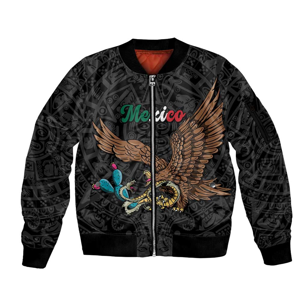 Black Mexico Aztec Custom Sleeve Zip Bomber Jacket Special Edition Heritage - Wonder Print Shop