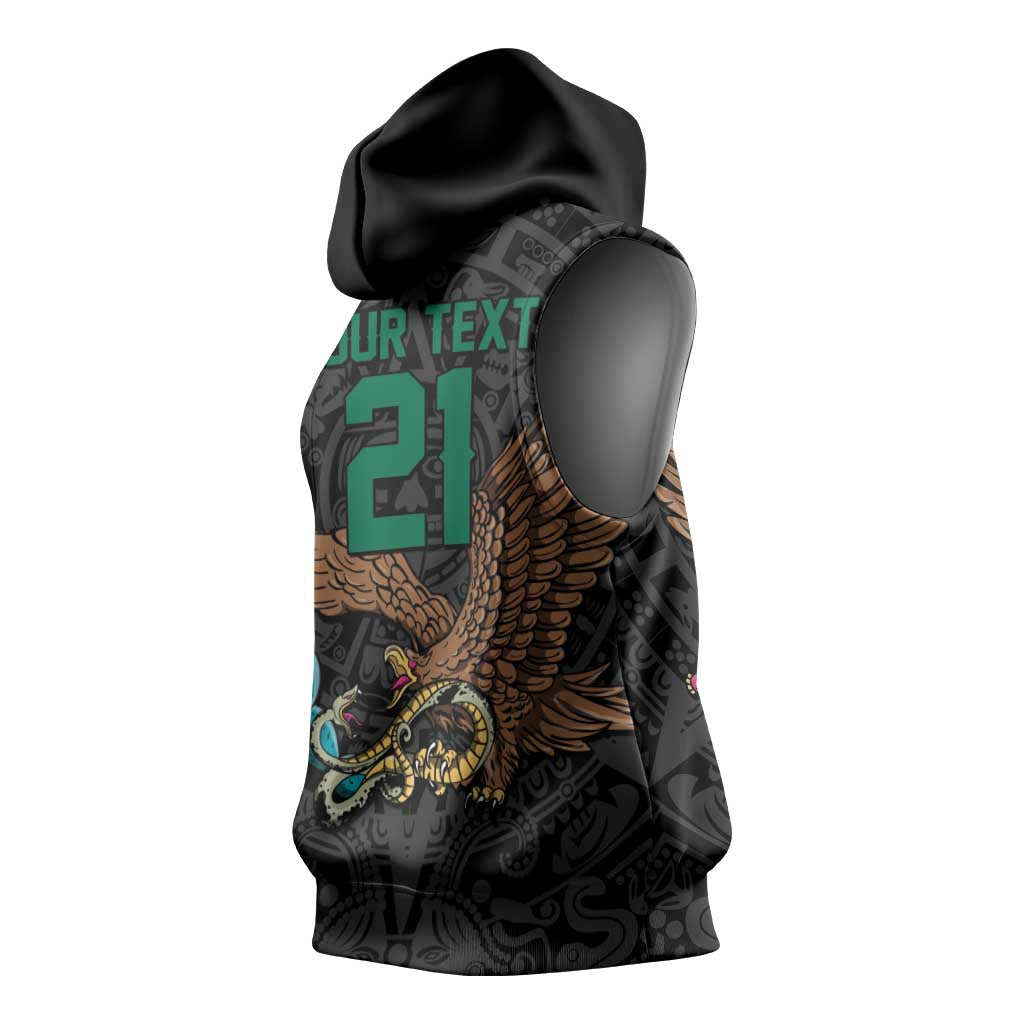 Black Mexico Aztec Custom Sleeveless Hoodie Special Edition Heritage - Wonder Print Shop
