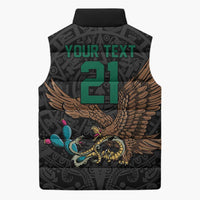 Black Mexico Aztec Custom Sleeveless Puffer Jacket Special Edition Heritage - Wonder Print Shop