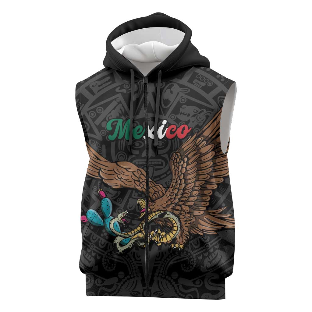 Black Mexico Aztec Custom Sleeveless Zip Hoodie Special Edition Heritage - Wonder Print Shop
