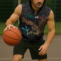 Black Mexico Aztec Custom Sleeveless Zip Hoodie Special Edition Heritage - Wonder Print Shop