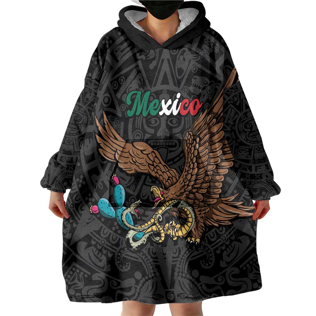Black Mexico Aztec Custom Wearable Blanket Hoodie Special Edition Heritage - Wonder Print Shop