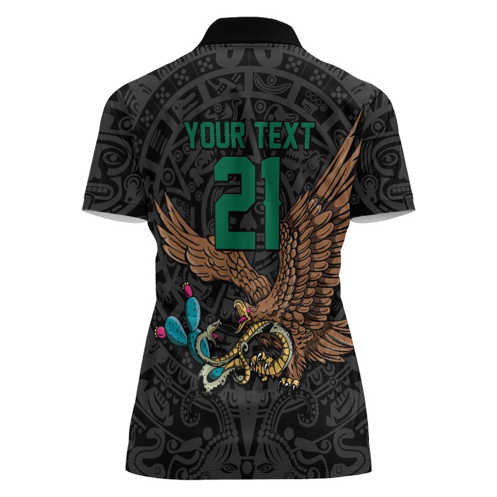 Black Mexico Aztec Custom Women Polo Shirt Special Edition Heritage - Wonder Print Shop