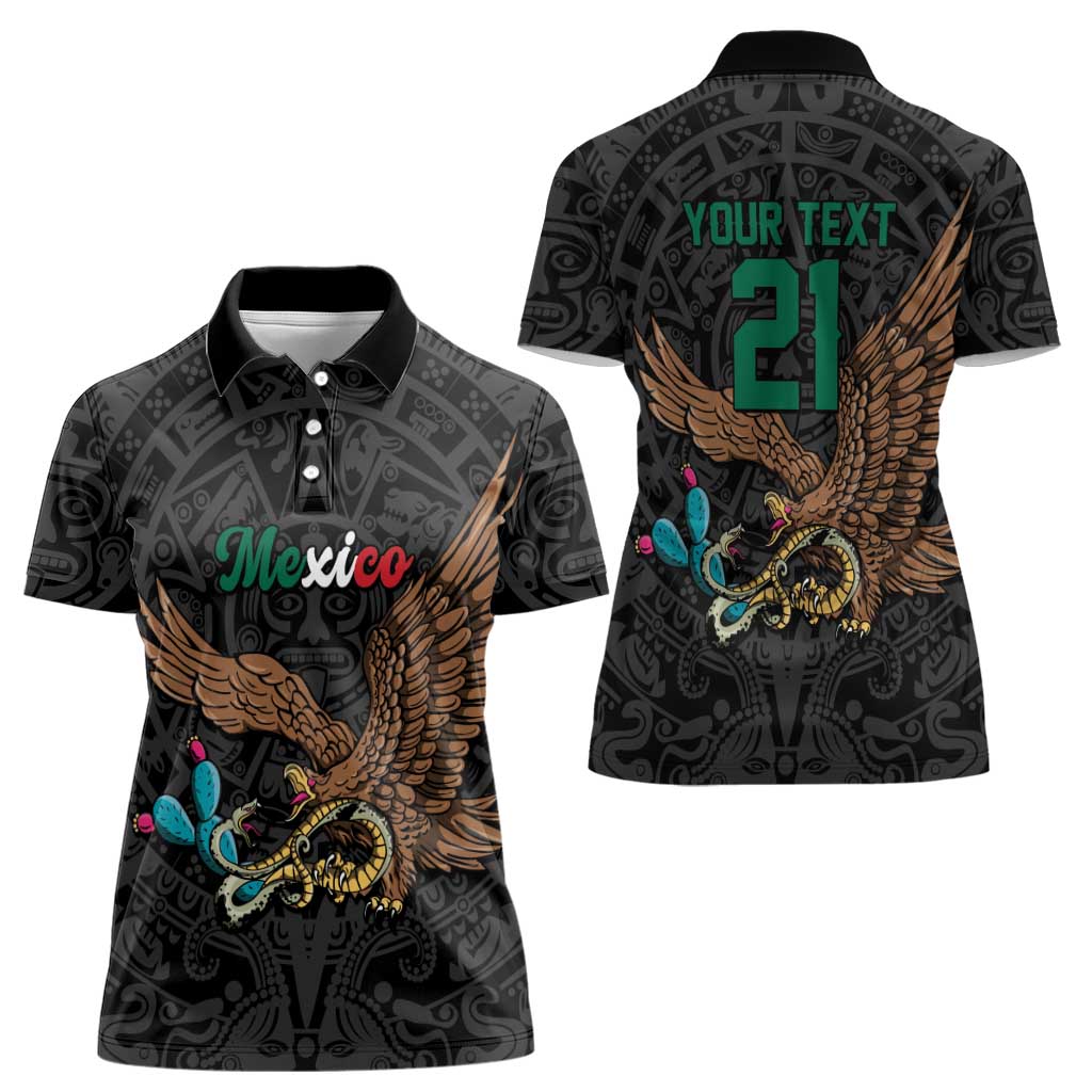 Black Mexico Aztec Custom Women Polo Shirt Special Edition Heritage - Wonder Print Shop