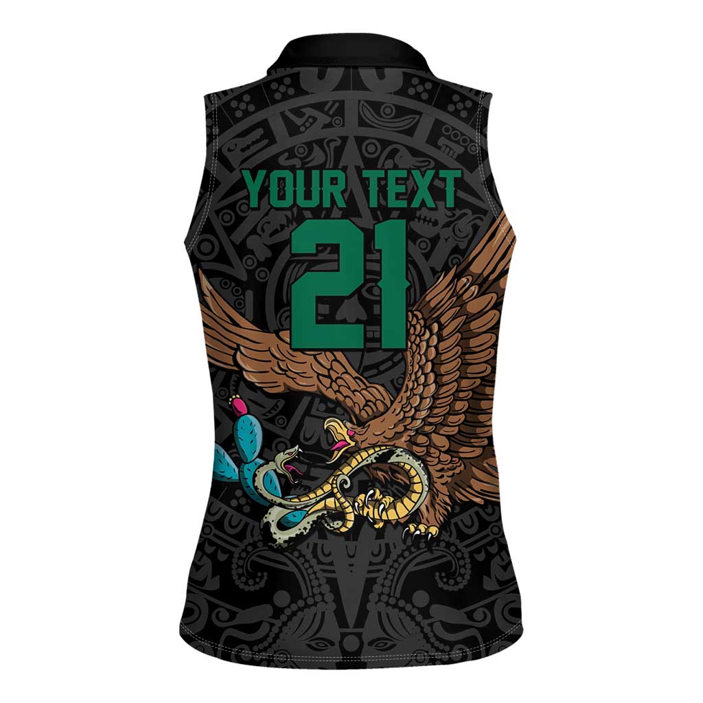 Black Mexico Aztec Custom Women Sleeveless Polo Shirt Special Edition Heritage - Wonder Print Shop
