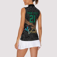 Black Mexico Aztec Custom Women Sleeveless Polo Shirt Special Edition Heritage - Wonder Print Shop
