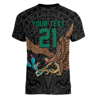 Black Mexico Aztec Custom Women V-Neck T-Shirt Special Edition Heritage - Wonder Print Shop