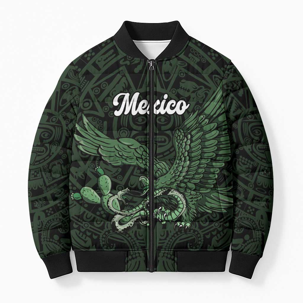Green Mexico Aztec Custom Bomber Puffer Jacket Special Edition Heritage - Wonder Print Shop