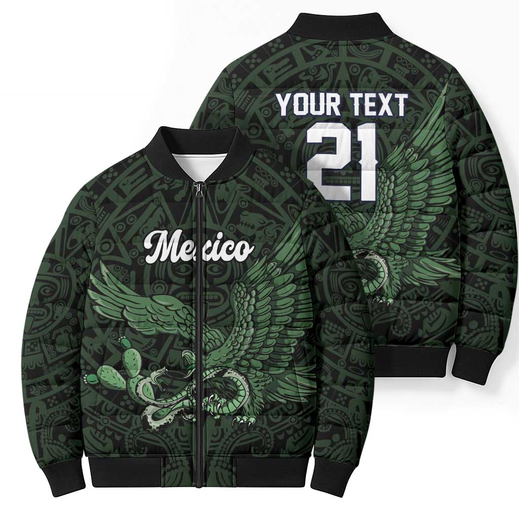 Green Mexico Aztec Custom Bomber Puffer Jacket Special Edition Heritage - Wonder Print Shop