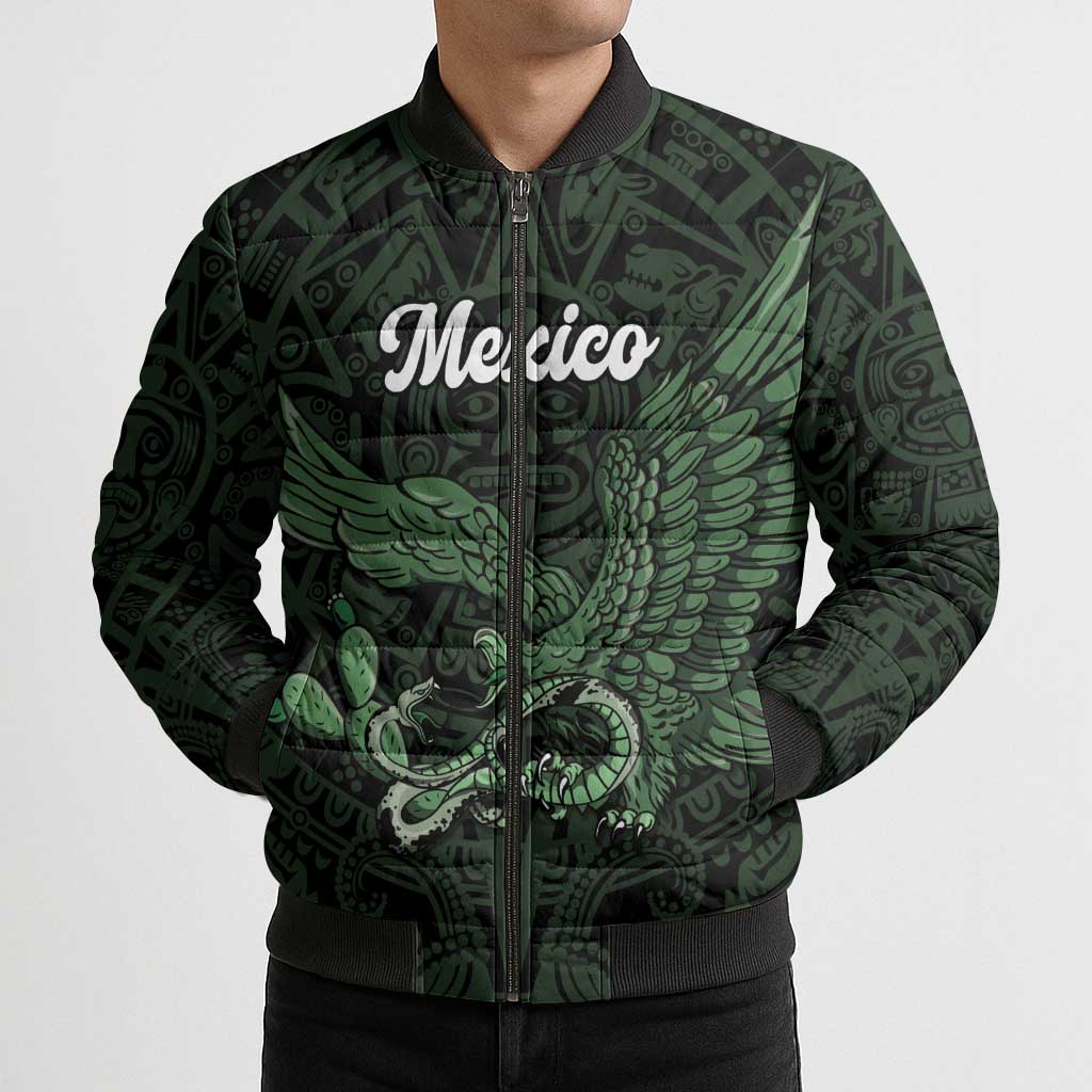 Green Mexico Aztec Custom Bomber Puffer Jacket Special Edition Heritage - Wonder Print Shop
