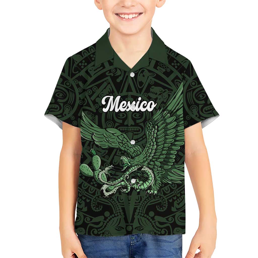 Green Mexico Aztec Custom Kid Hawaiian Shirt Special Edition Heritage - Wonder Print Shop