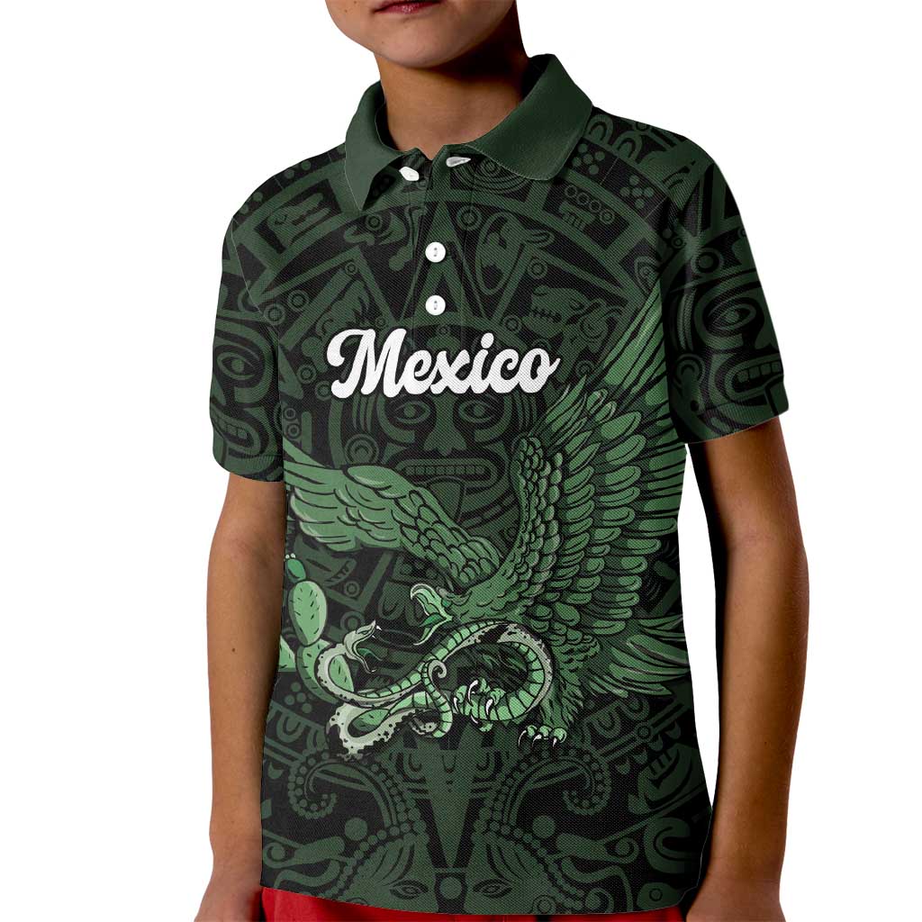 Green Mexico Aztec Custom Kid Polo Shirt Special Edition Heritage - Wonder Print Shop