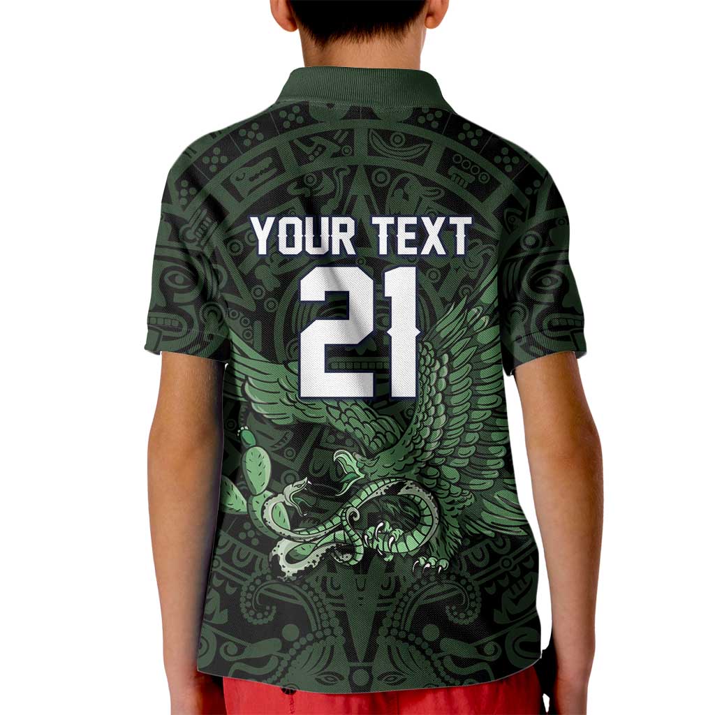 Green Mexico Aztec Custom Kid Polo Shirt Special Edition Heritage - Wonder Print Shop
