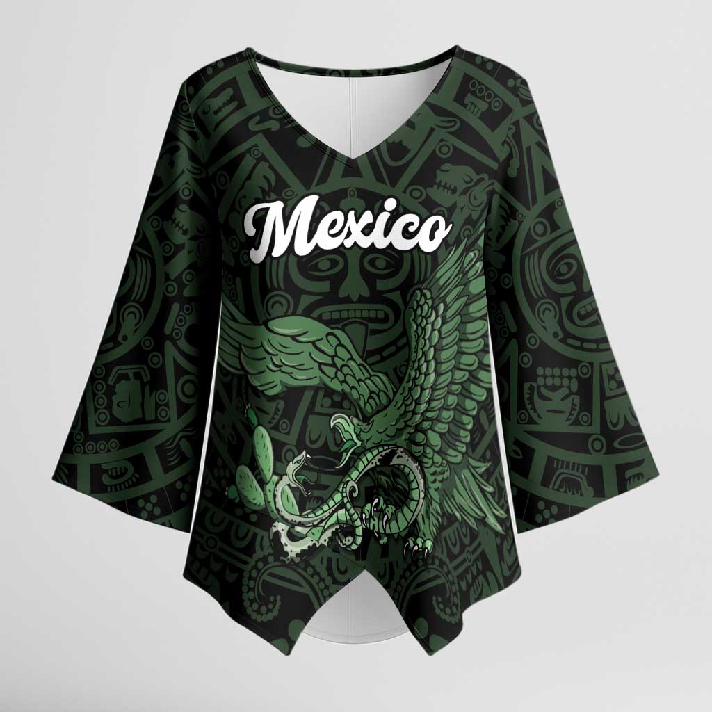 Green Mexico Aztec Custom Kimono Sleeve Blouse Special Edition Heritage - Wonder Print Shop