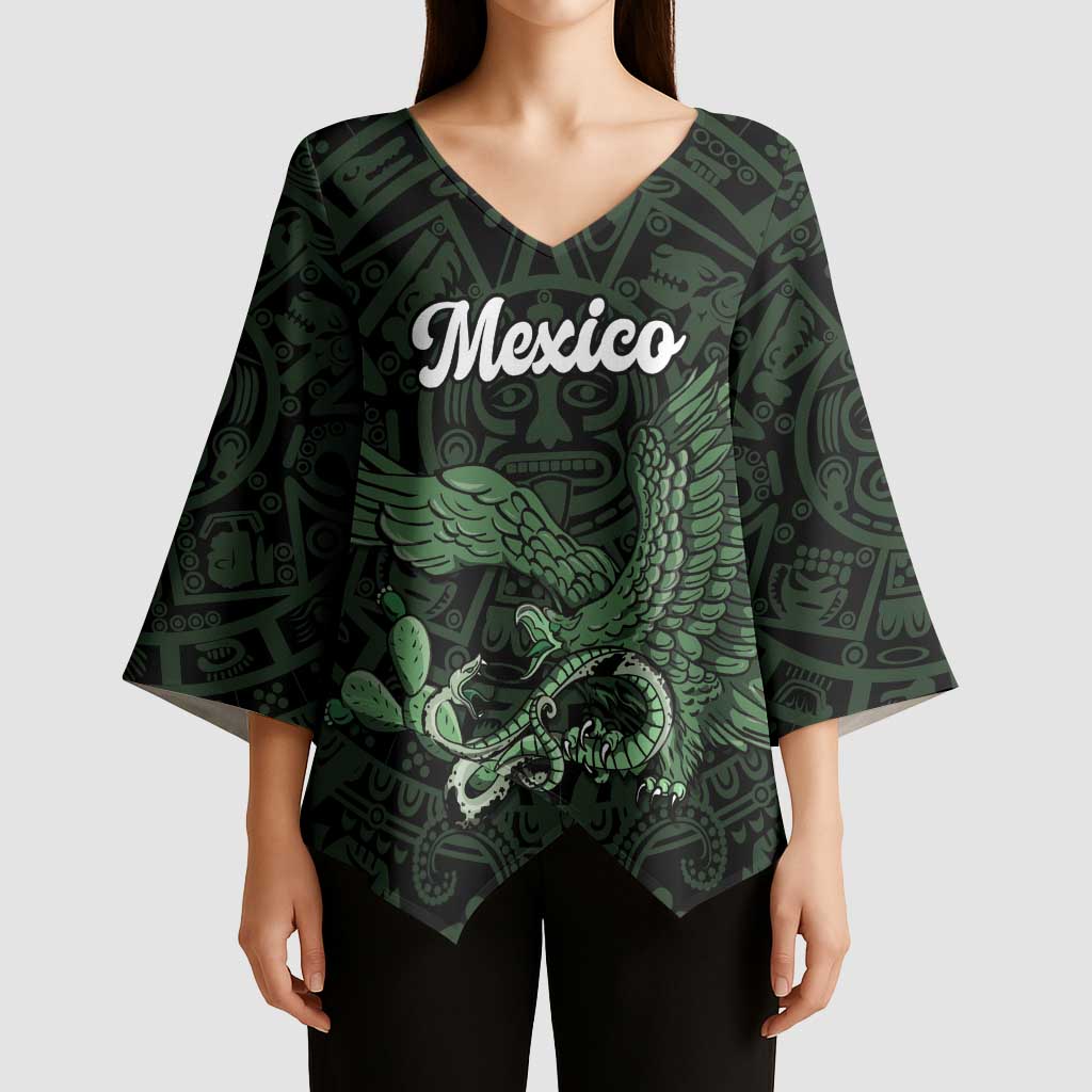 Green Mexico Aztec Custom Kimono Sleeve Blouse Special Edition Heritage - Wonder Print Shop