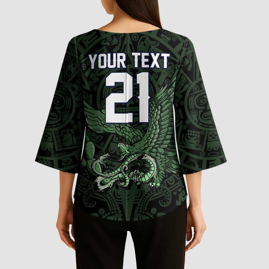 Green Mexico Aztec Custom Kimono Sleeve Blouse Special Edition Heritage - Wonder Print Shop
