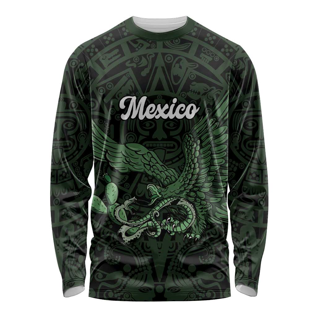 Green Mexico Aztec Custom Long Sleeve Shirt Special Edition Heritage - Wonder Print Shop