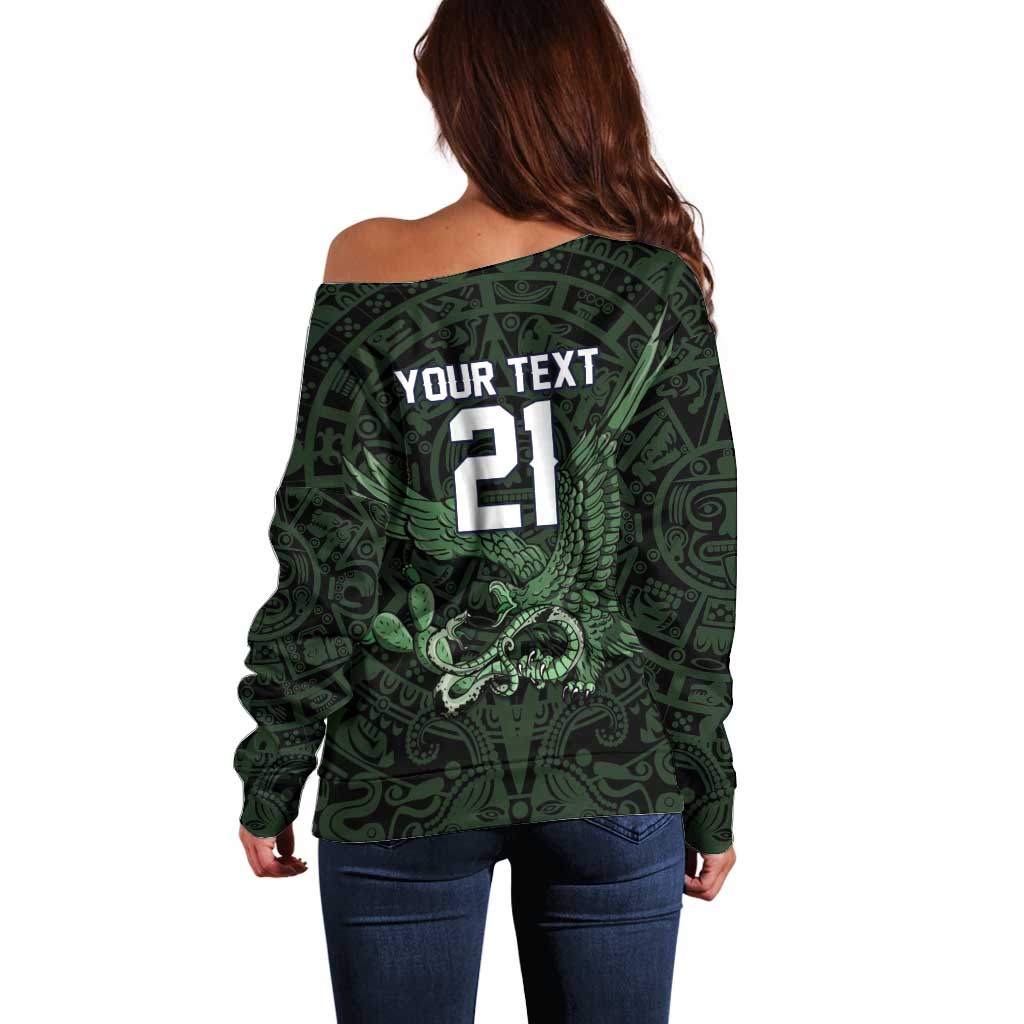Green Mexico Aztec Custom Off Shoulder Sweater Special Edition Heritage - Wonder Print Shop