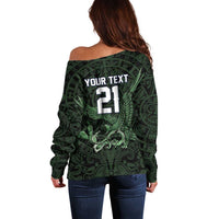Green Mexico Aztec Custom Off Shoulder Sweater Special Edition Heritage - Wonder Print Shop