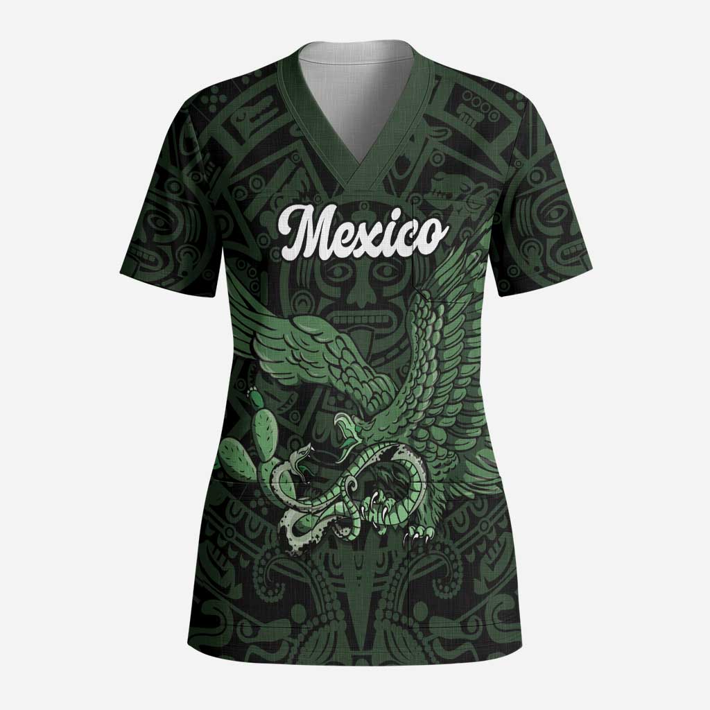 Green Mexico Aztec Custom Scrub Top Special Edition Heritage - Wonder Print Shop