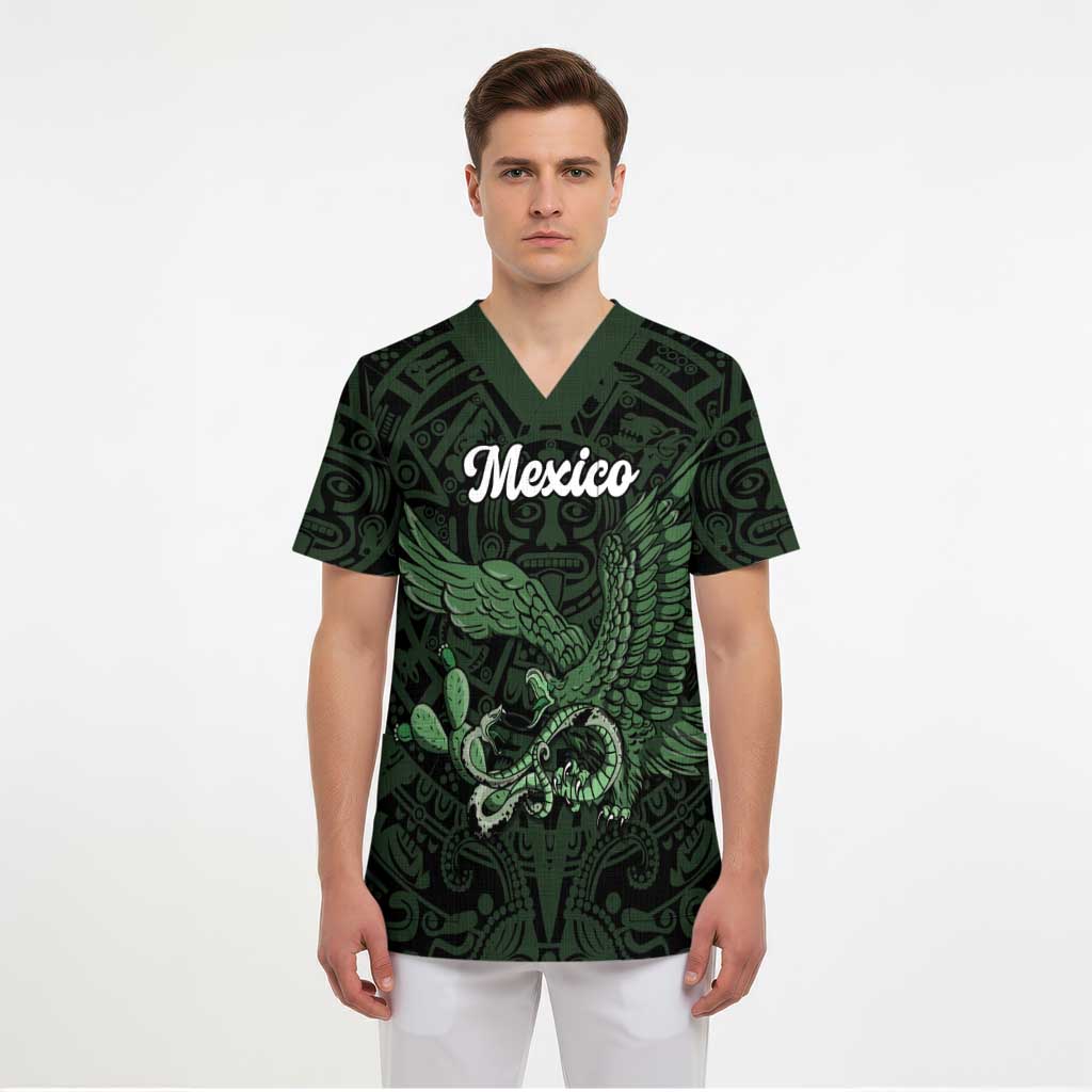 Green Mexico Aztec Custom Scrub Top Special Edition Heritage - Wonder Print Shop