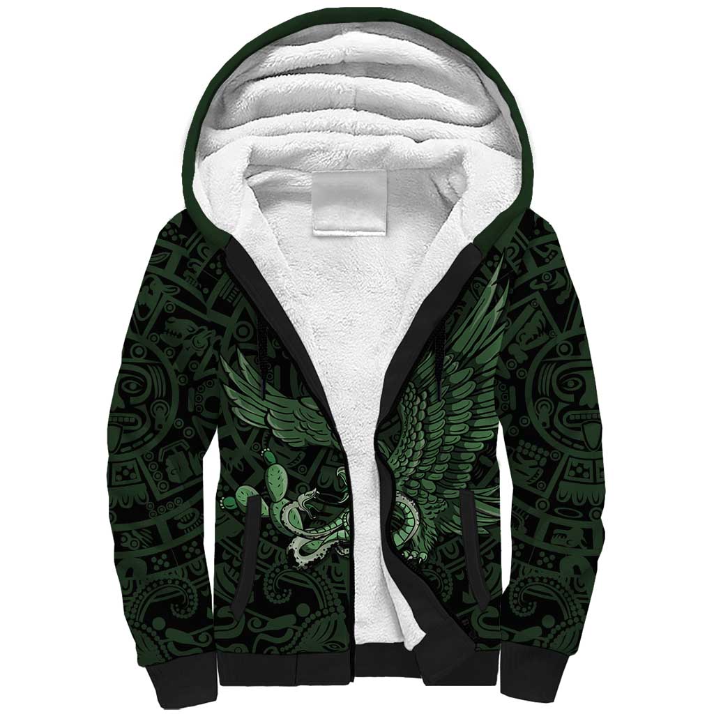 Green Mexico Aztec Custom Sherpa Hoodie Special Edition Heritage - Wonder Print Shop