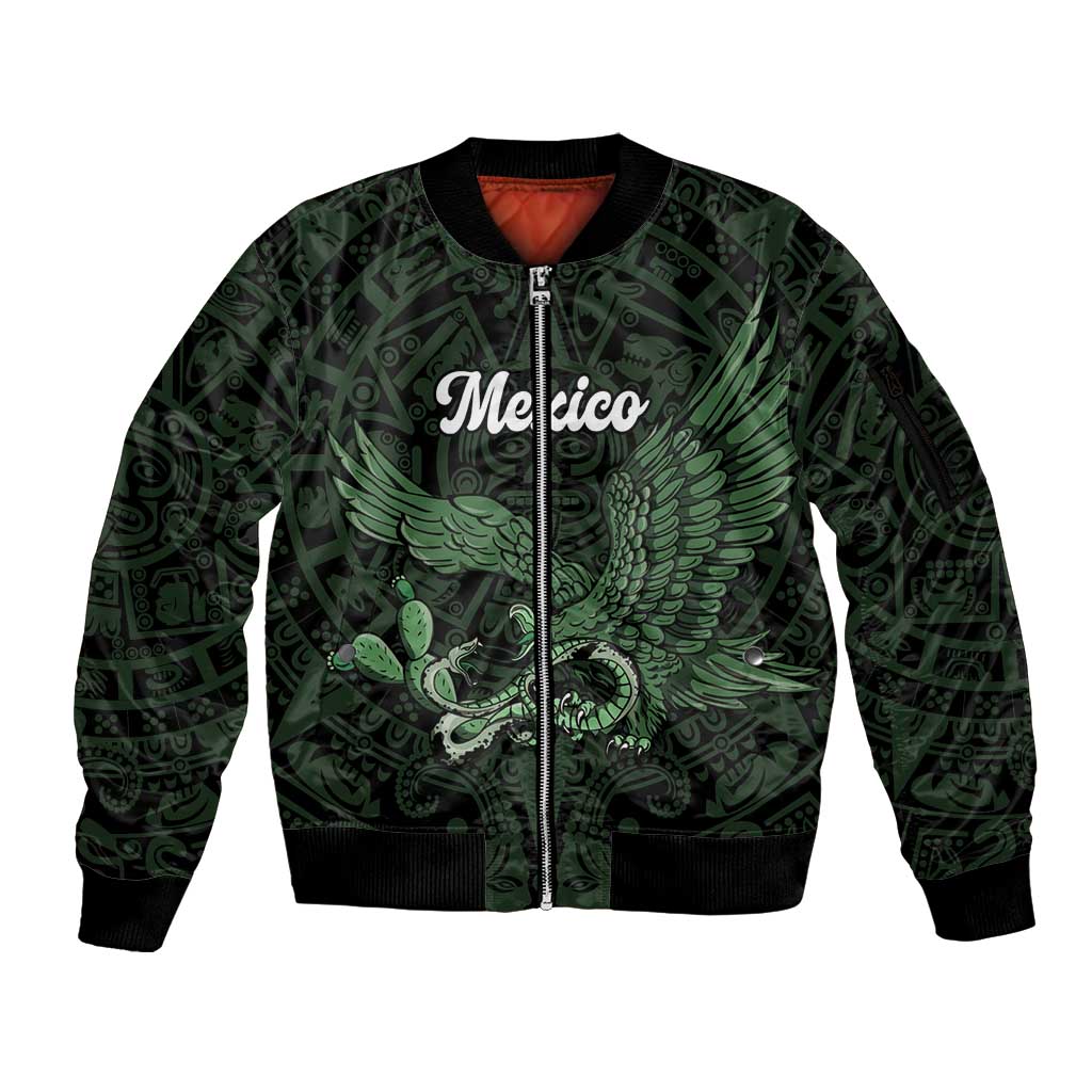 Green Mexico Aztec Custom Sleeve Zip Bomber Jacket Special Edition Heritage - Wonder Print Shop