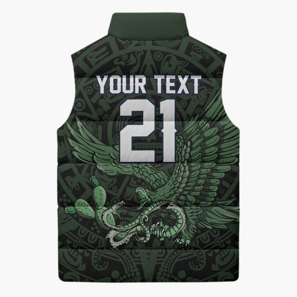 Green Mexico Aztec Custom Sleeveless Puffer Jacket Special Edition Heritage - Wonder Print Shop
