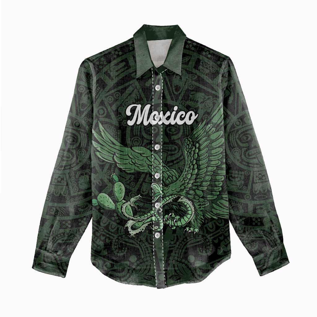 Green Mexico Aztec Custom Women Casual Shirt Special Edition Heritage - Wonder Print Shop