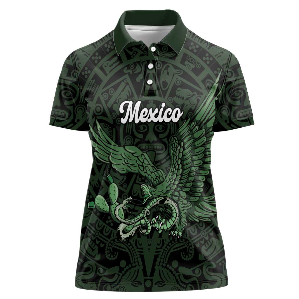 Green Mexico Aztec Custom Women Polo Shirt Special Edition Heritage - Wonder Print Shop