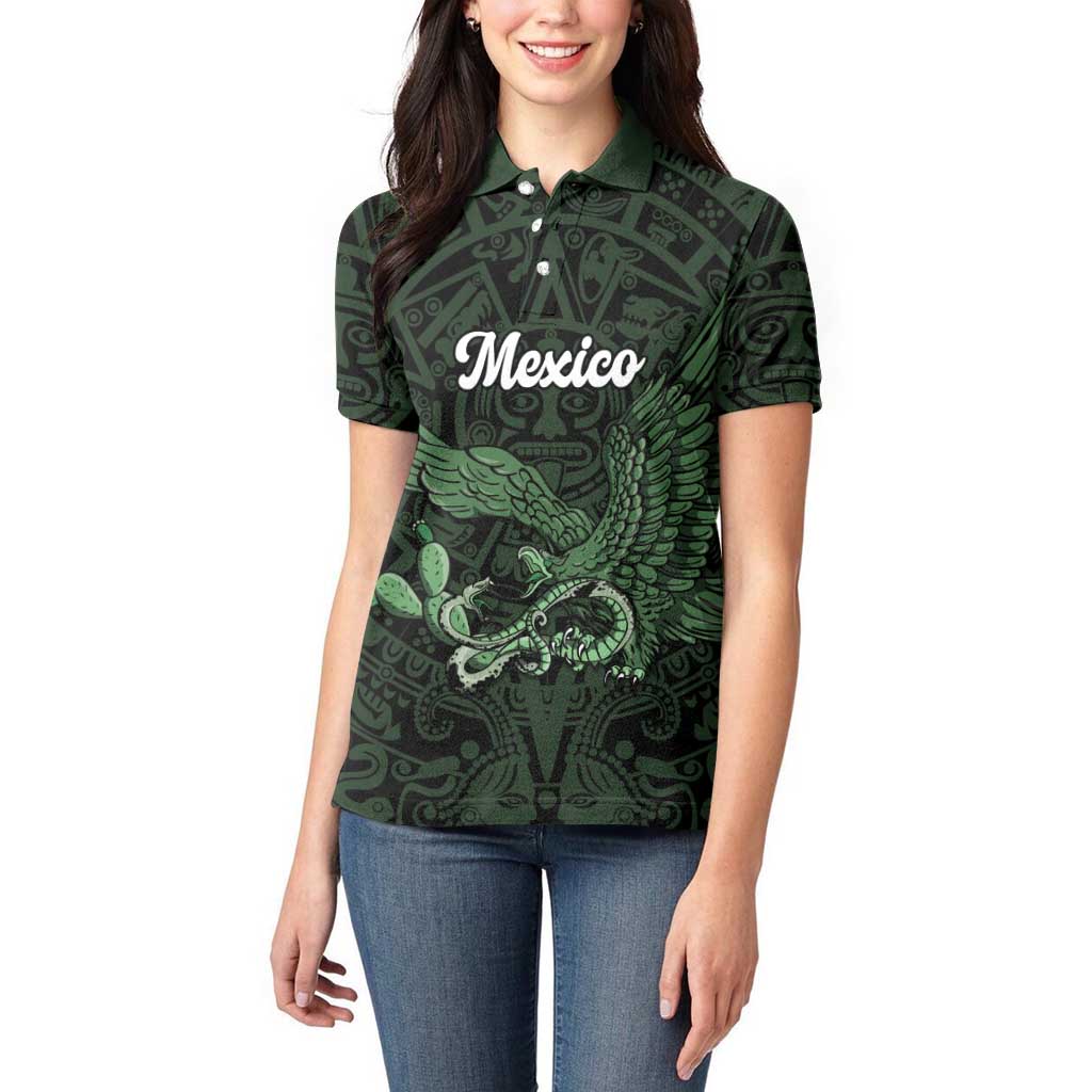 Green Mexico Aztec Custom Women Polo Shirt Special Edition Heritage - Wonder Print Shop
