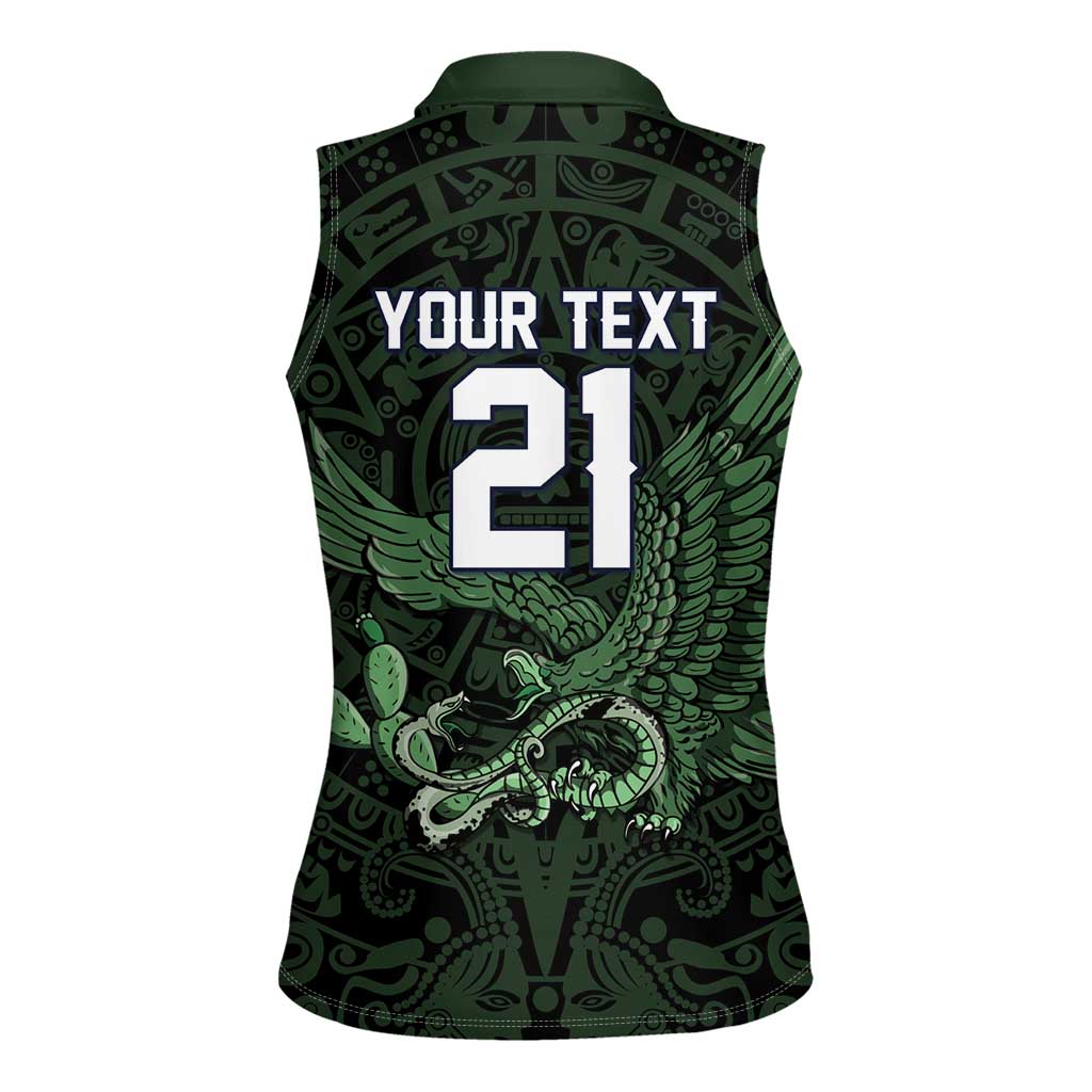 Green Mexico Aztec Custom Women Sleeveless Polo Shirt Special Edition Heritage - Wonder Print Shop