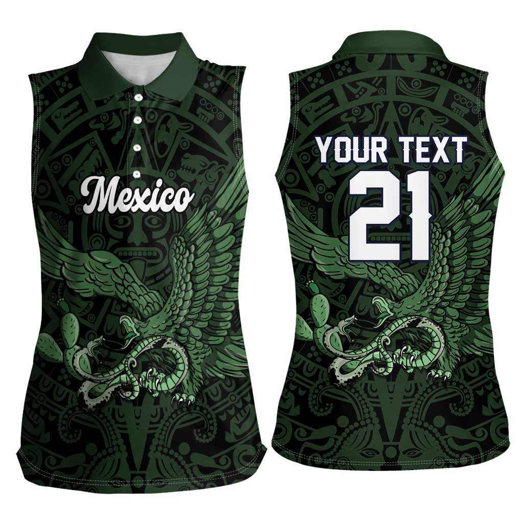 Green Mexico Aztec Custom Women Sleeveless Polo Shirt Special Edition Heritage - Wonder Print Shop