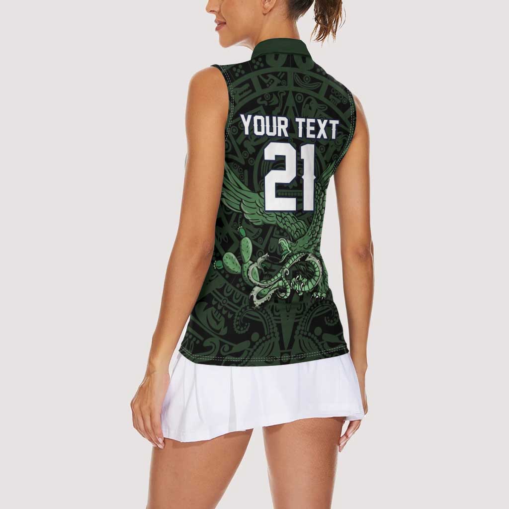 Green Mexico Aztec Custom Women Sleeveless Polo Shirt Special Edition Heritage - Wonder Print Shop