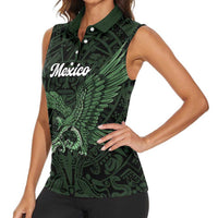 Green Mexico Aztec Custom Women Sleeveless Polo Shirt Special Edition Heritage - Wonder Print Shop
