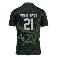 Green Mexico Aztec Custom Zipper Polo Shirt Special Edition Heritage - Wonder Print Shop