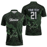 Green Mexico Aztec Custom Zipper Polo Shirt Special Edition Heritage - Wonder Print Shop