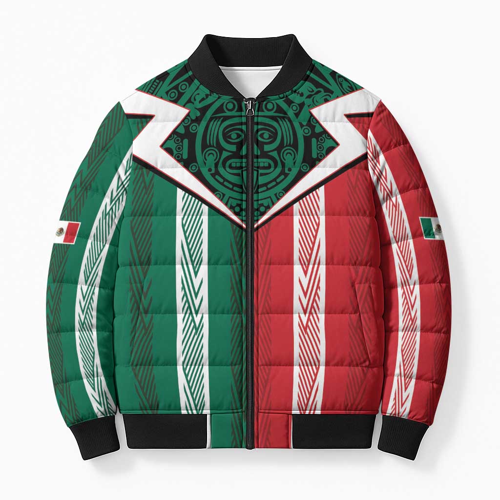 Custom World Soccer Mexico 2026 Bomber Puffer Jacket El Tri Colors Heritage - Wonder Print Shop