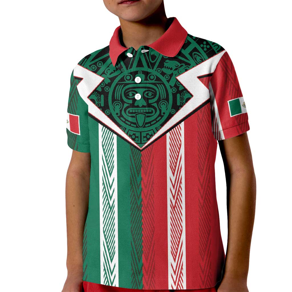 Custom World Soccer Mexico 2026 Kid Polo Shirt El Tri Colors Heritage - Wonder Print Shop