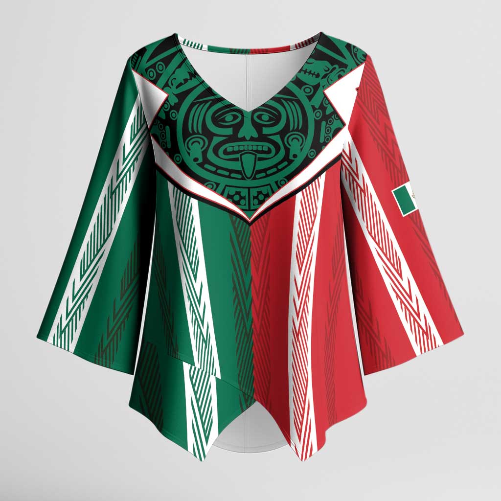 Custom World Soccer Mexico 2026 Kimono Sleeve Blouse El Tri Colors Heritage - Wonder Print Shop