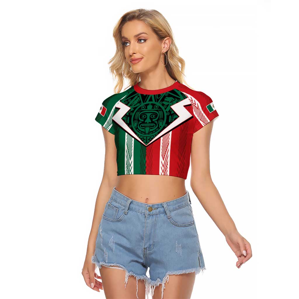 Custom World Soccer Mexico 2026 Raglan Cropped T Shirt El Tri Colors Heritage - Wonder Print Shop