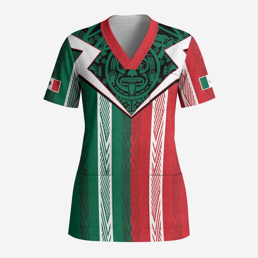 Custom World Soccer Mexico 2026 Scrub Top El Tri Colors Heritage - Wonder Print Shop