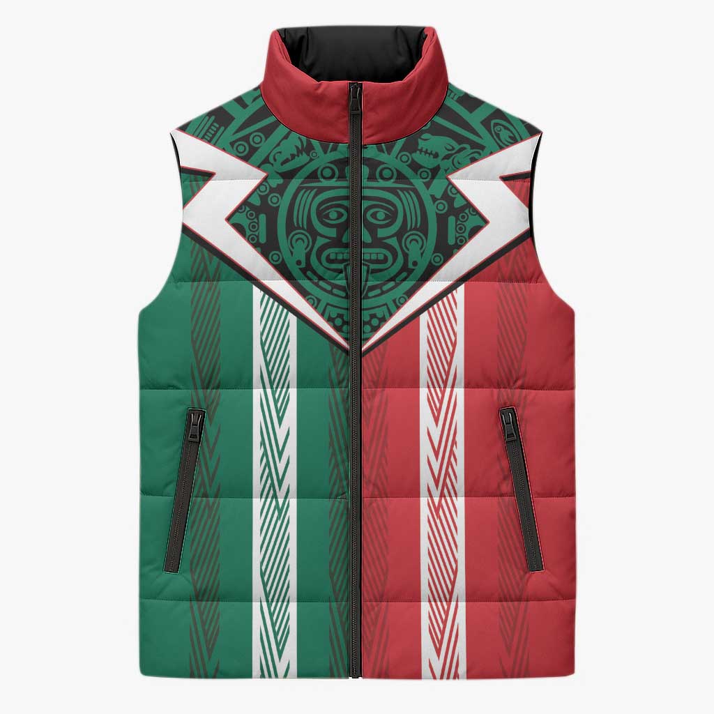 Custom World Soccer Mexico 2026 Sleeveless Puffer Jacket El Tri Colors Heritage - Wonder Print Shop