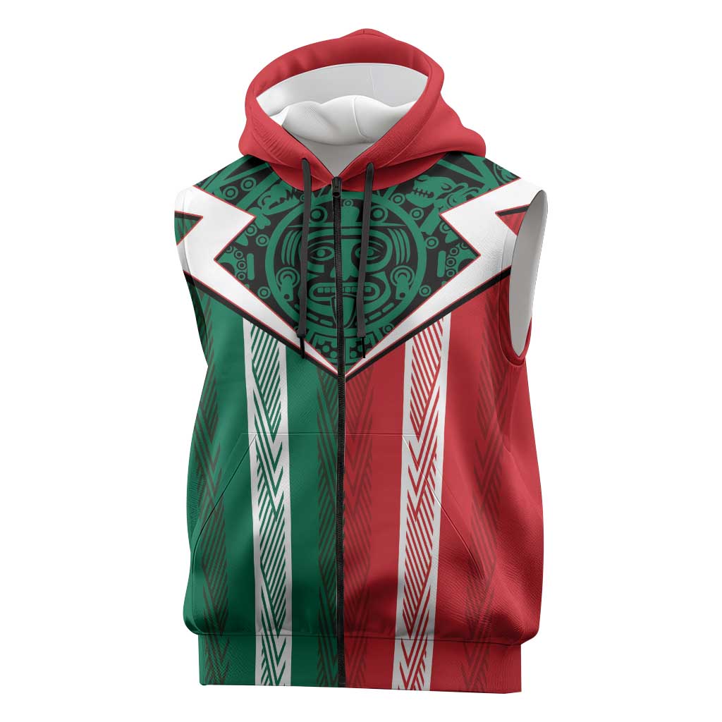 Custom World Soccer Mexico 2026 Sleeveless Zip Hoodie El Tri Colors Heritage - Wonder Print Shop