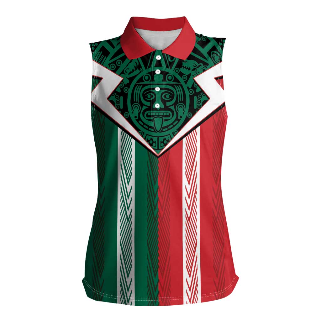 Custom World Soccer Mexico 2026 Women Sleeveless Polo Shirt El Tri Colors Heritage - Wonder Print Shop